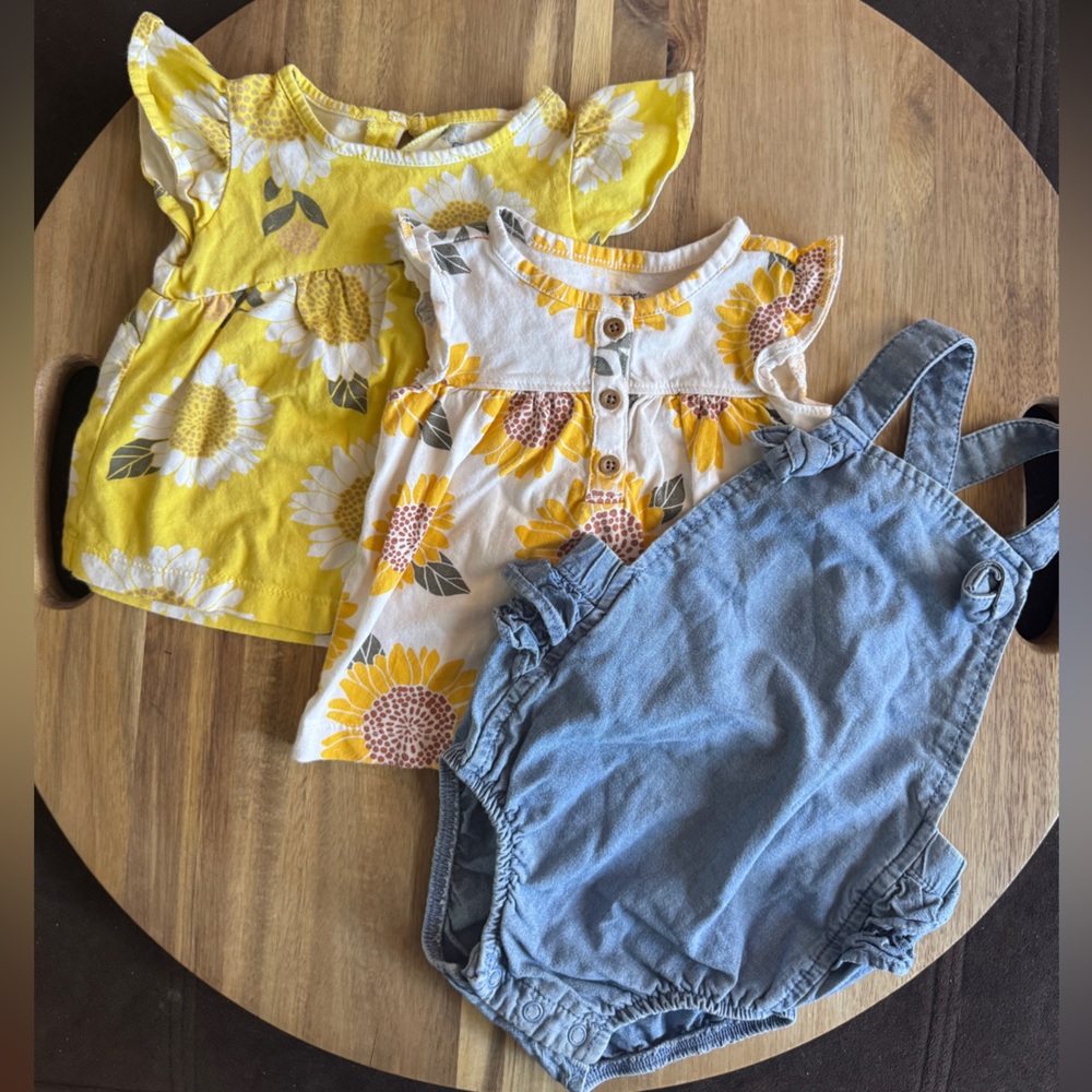 Carters Sunflower Denim Overall 3-Pack